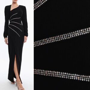 NWT Bcbgmaxazroa Fletcher rhinestones Slit dress gown Black Size 0 IT36